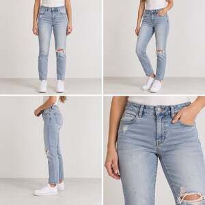 American Eagle Dream Stretch Jeans Womens 6 Short Light Blue Ripped Denim